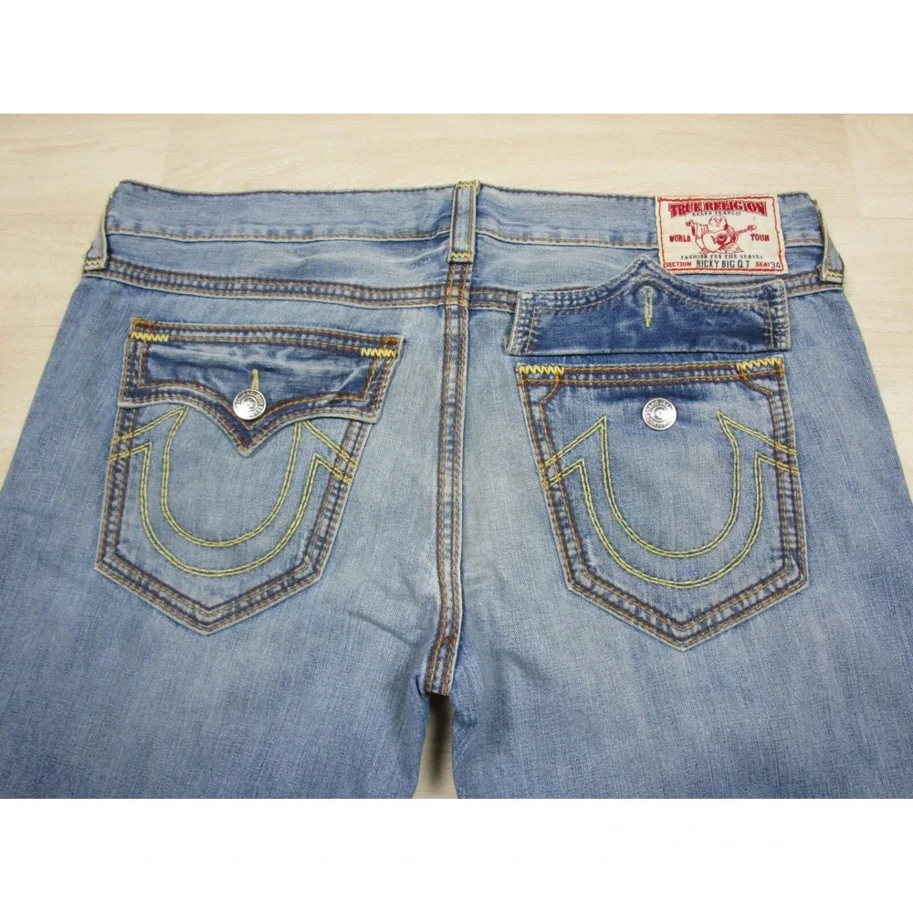 True Religion Men's Designer Jeans - Ricky Big QT USA Straight 43x34 Flap